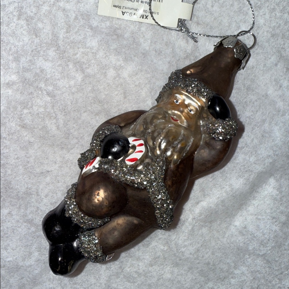 Vintage Style Glass Santa Christmas Ornament